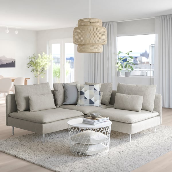 SÖDERHAMN corner sofa, 3-seat, Viarp beige/brown, 192x14x99 cm