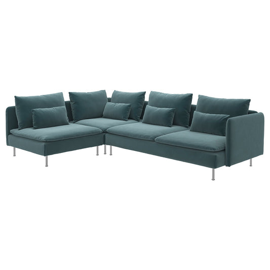 SÖDERHAMN corner sofa, 4-seat, with open end/Alhamn dark grey-blue