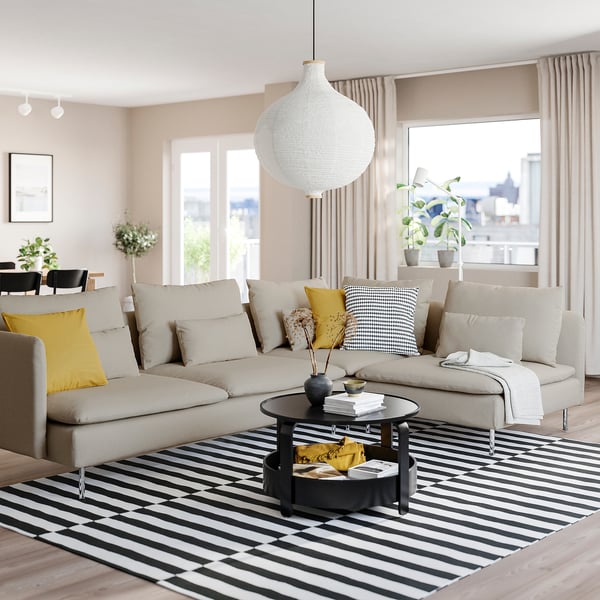 SÖDERHAMN corner sofa, 4-seat, with open end/Fridtuna light beige, 6x14x99 cm