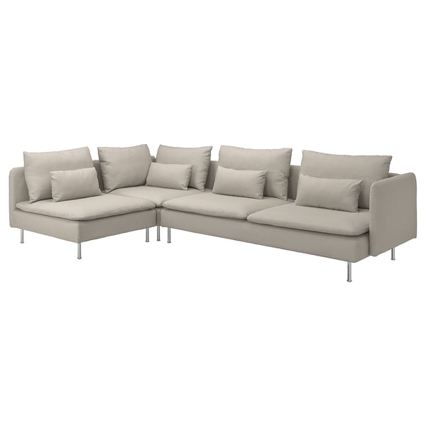 SÖDERHAMN corner sofa, 4-seat, with open end/Fridtuna light beige, 6x14x99 cm