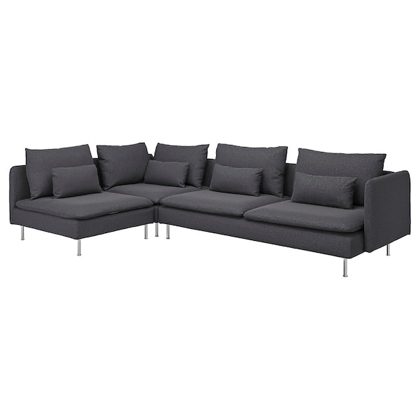 SÖDERHAMN - 4-seater corner sofa, open end/Gunnared smoky grey