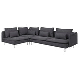 SÖDERHAMN corner sofa, 4-seat, with open end/Gunnared medium grey, 6x14x99 cm