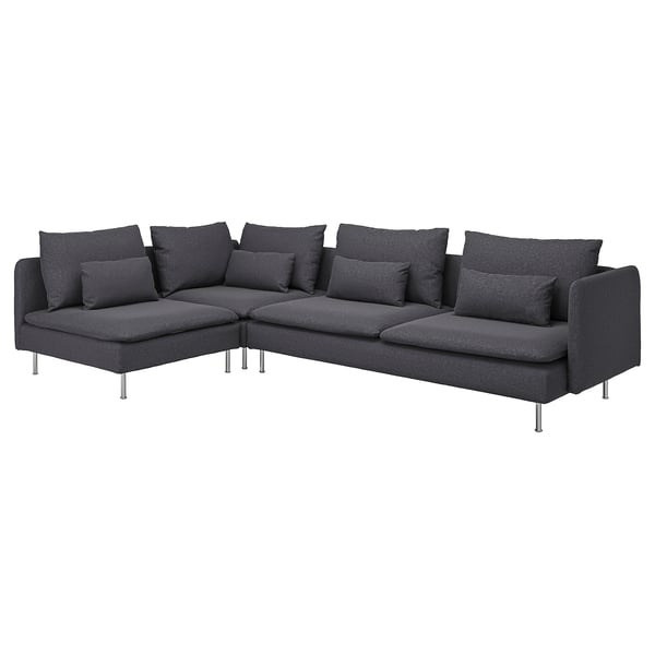 SÖDERHAMN corner sofa, 4-seat, with open end/Gunnared medium grey, 6x14x99 cm