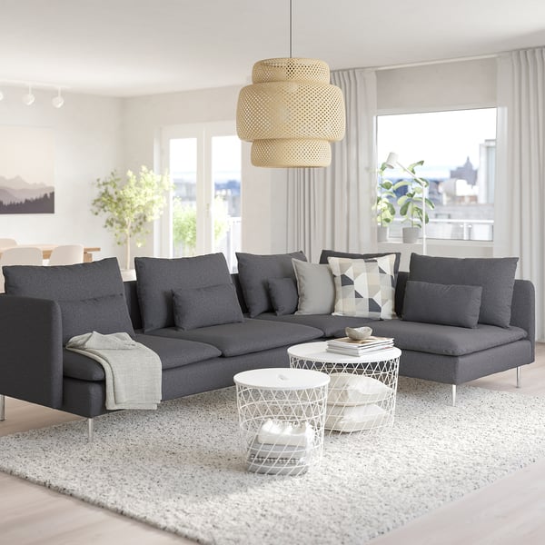 SÖDERHAMN corner sofa, 4-seat, with open end/Gunnared medium grey, 6x14x99 cm
