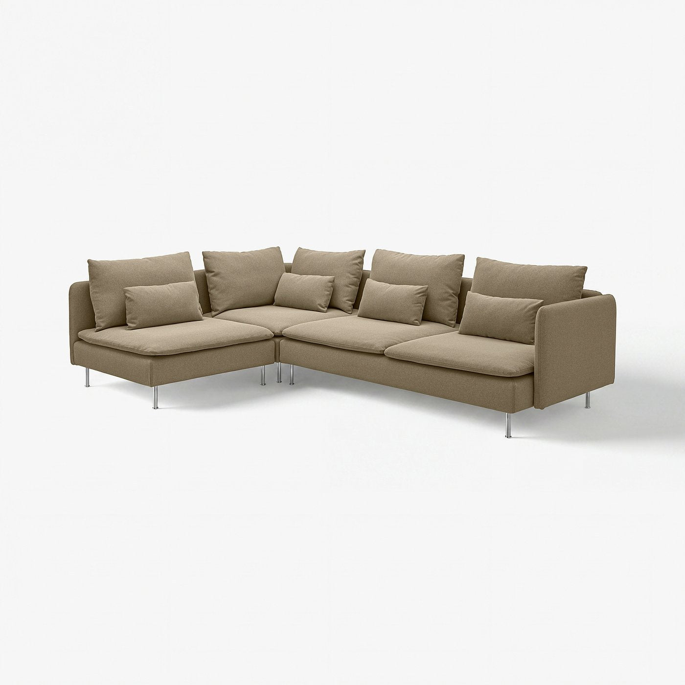 SÖDERHAMN corner sofa, 4-seat, with open end/Johanneshov brown-beige