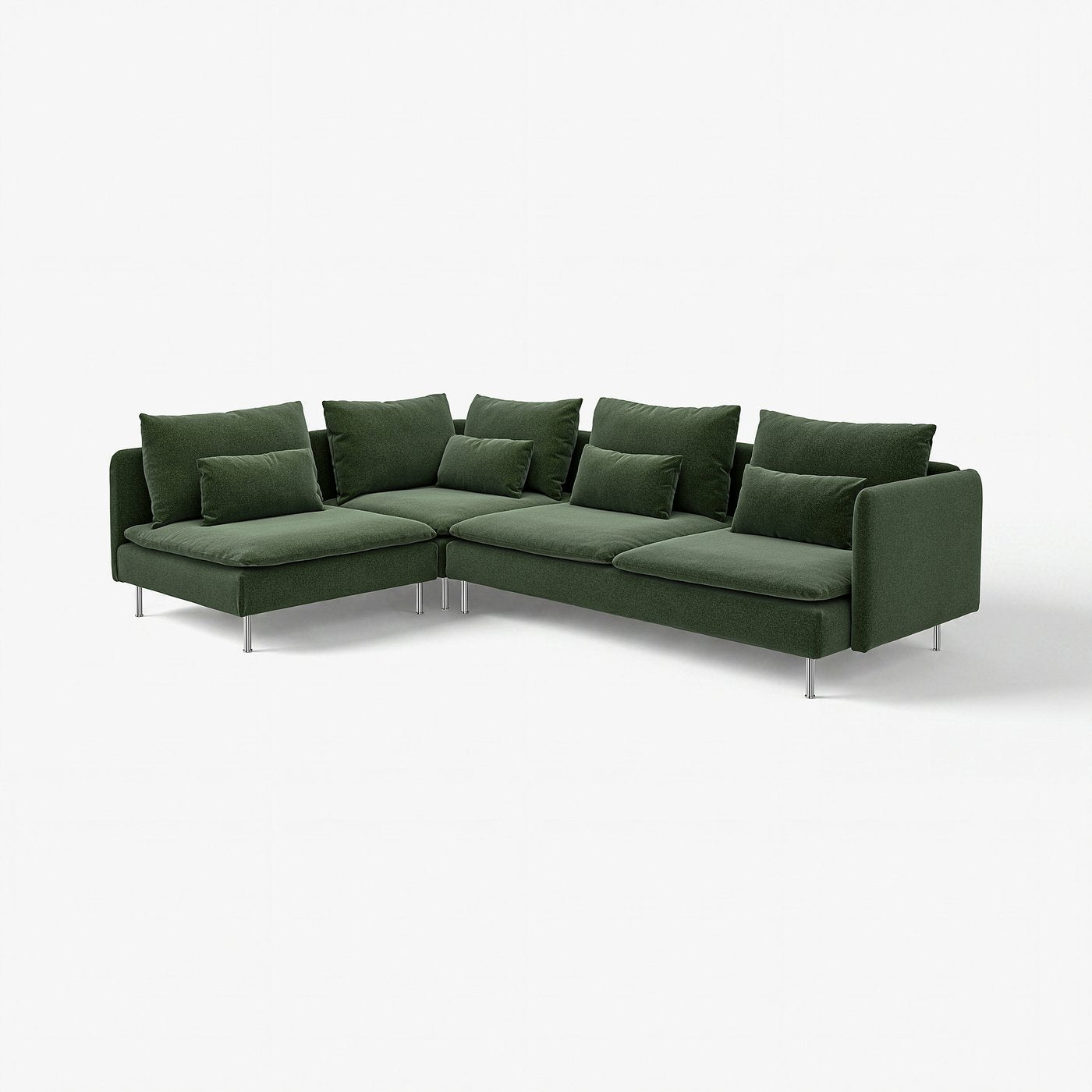SÖDERHAMN corner sofa, 4-seat, with open end/Johanneshov dark green
