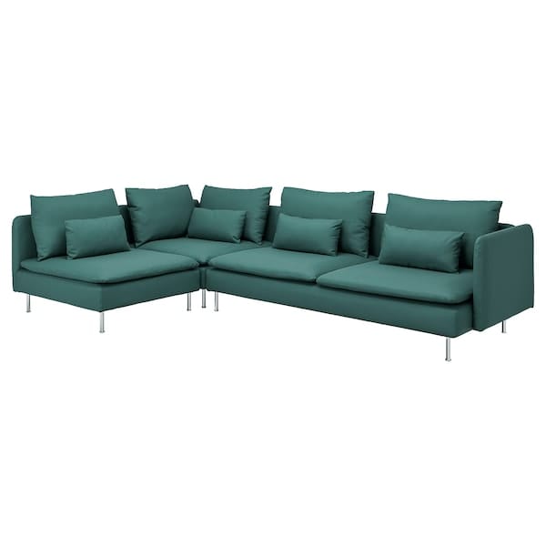 Ikea SÖDERHAMN - 4-seater corner sofa, open end/Kelinge gray-turquoise