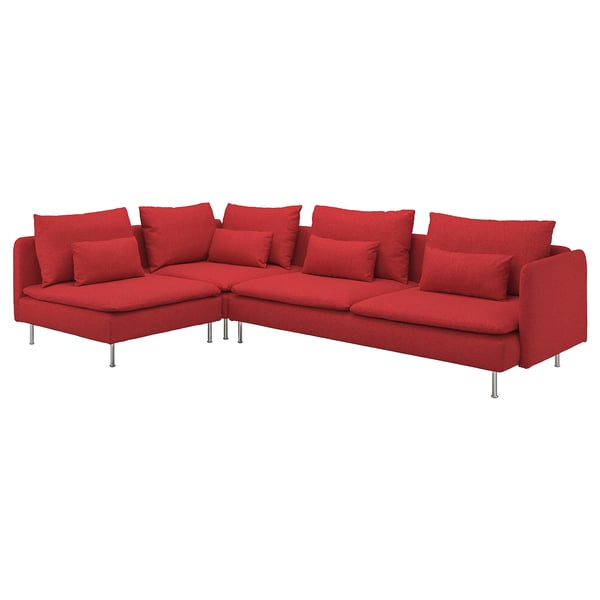 SÖDERHAMN corner sofa, 4-seat, with open end/Tonerud red, 6x14x99 cm