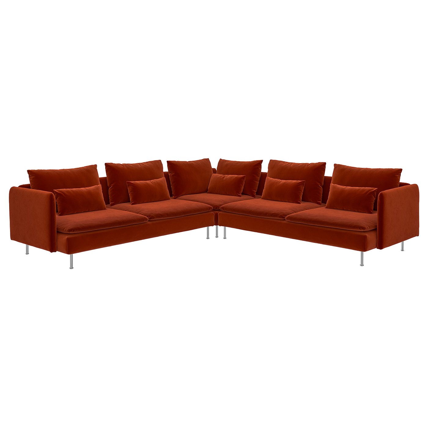 SÖDERHAMN corner sofa, 6-seat, Alhamn deep orange-red