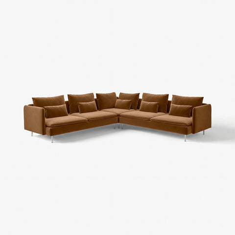 SÖDERHAMN corner sofa, 6-seat, Alhamn dark yellow-brown