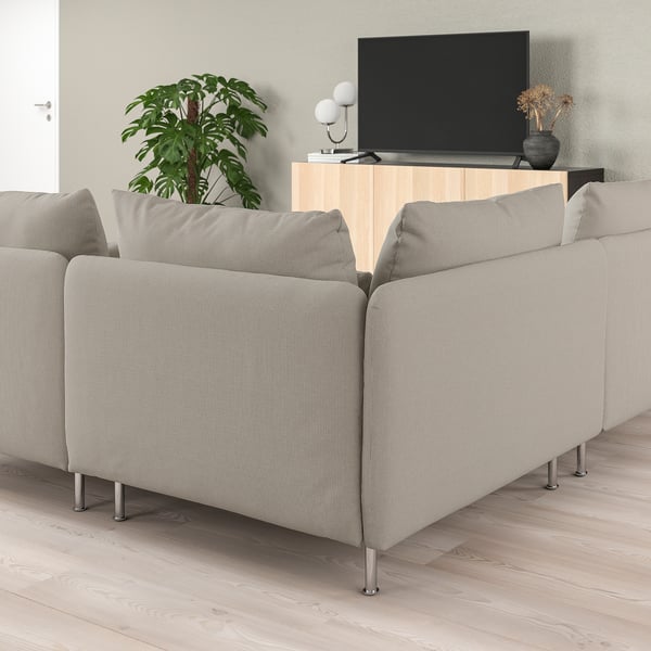 SÖDERHAMN Corner sofa, 6 seats, Fridtuna light beige ,