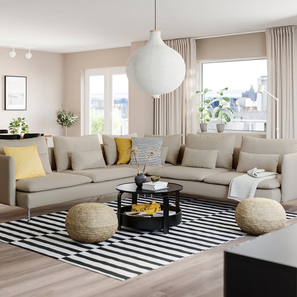 SÖDERHAMN Corner sofa, 6 seats, Fridtuna light beige ,