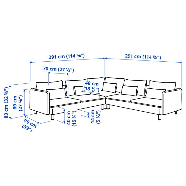 SÖDERHAMN Corner sofa, 6 seats, Fridtuna light beige ,