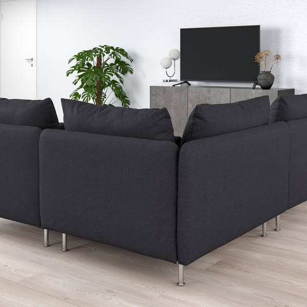 SÖDERHAMN Corner sofa with 6 seats, Fridtuna dark grey ,
