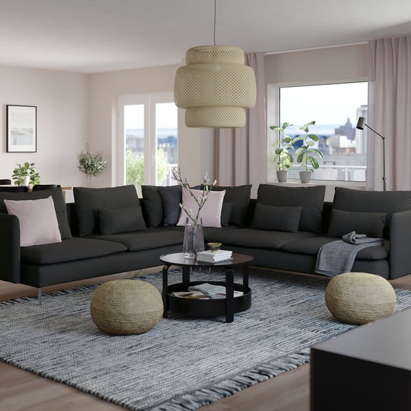 SÖDERHAMN Corner sofa with 6 seats, Fridtuna dark grey ,