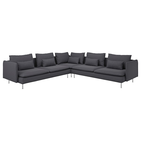 SÖDERHAMN - 6 seater corner sofa, Gunnared smoke grey