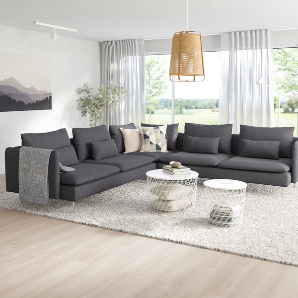 SÖDERHAMN corner sofa, 6-seat, Gunnared medium grey, 291x14x99 cm