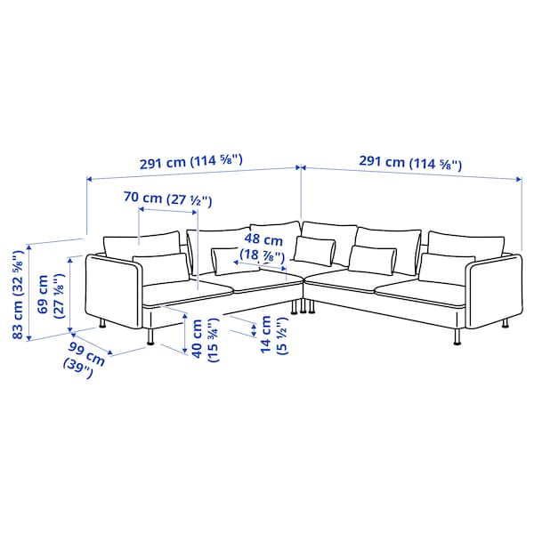 SÖDERHAMN - 6 seater corner sofa, Hillared beige ,