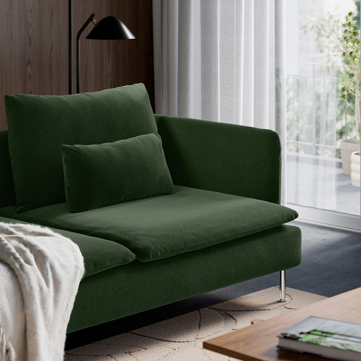 SÖDERHAMN corner sofa, 6-seat, Johanneshov dark green