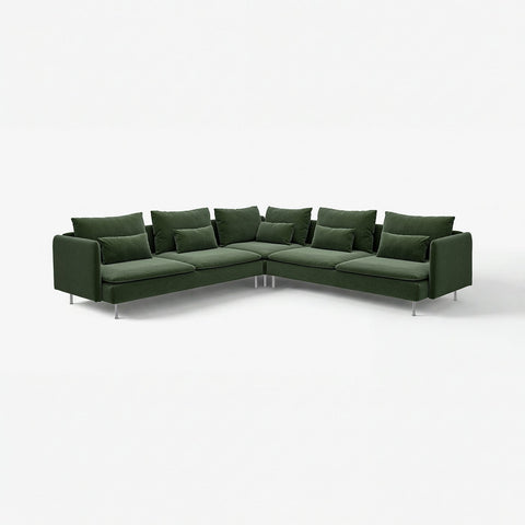 SÖDERHAMN corner sofa, 6-seat, Johanneshov dark green