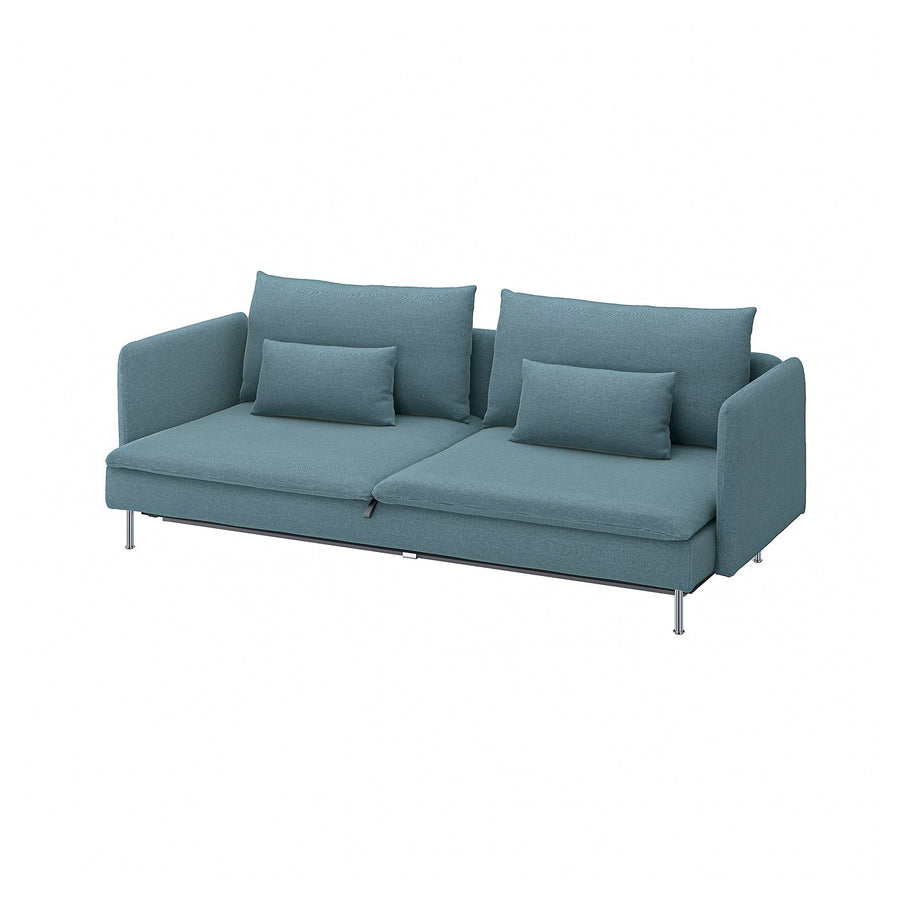 SÖDERHAMN 3-seat sofa-bed, Fridtuna dark grey-blue