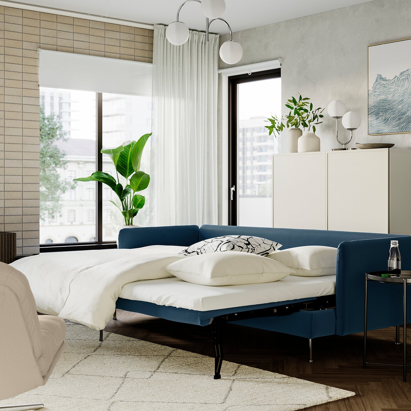 SÖDERHAMN 3-seat sofa-bed, Kelinge dark blue
