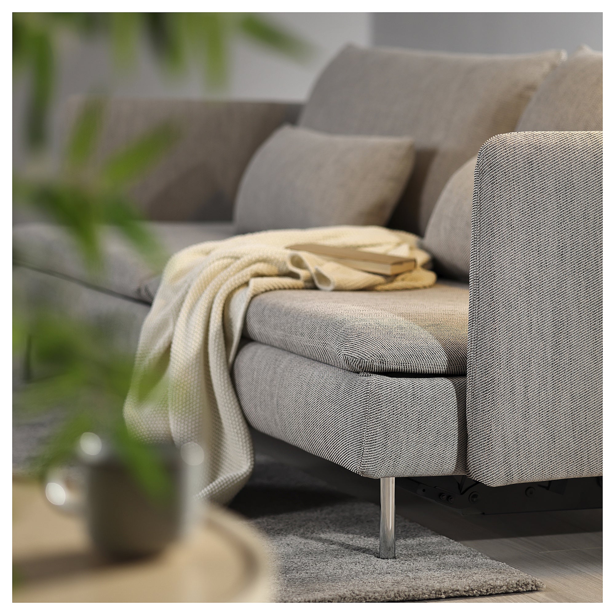 SÖDERHAMN 3-seat sofa-bed, Viarp beige/brown, 226x83x99 cm