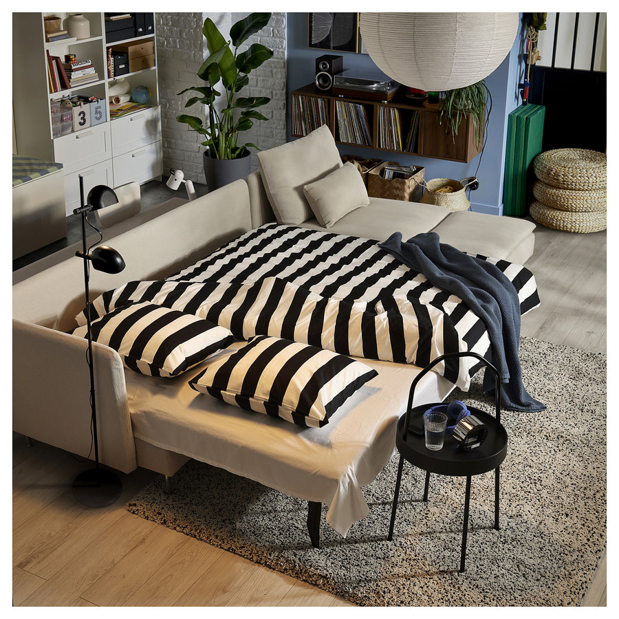 SÖDERHAMN 4-seat sofa-bed, with chaise longue with open end/Fridtuna light beige, 313x83x151 cm