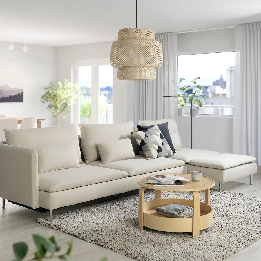 SÖDERHAMN 4-seat sofa-bed, with chaise longue with open end/Fridtuna light beige, 313x83x151 cm