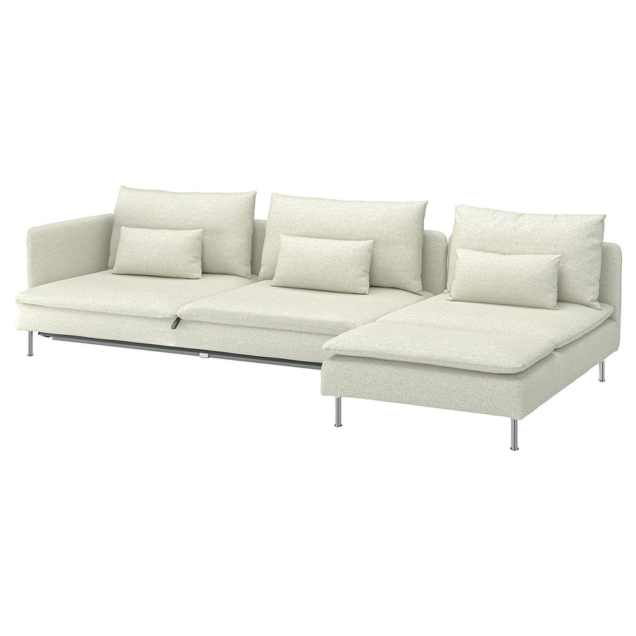 SÖDERHAMN 4-seat sofa-bed, with chaise longue with open end/Gunnared beige