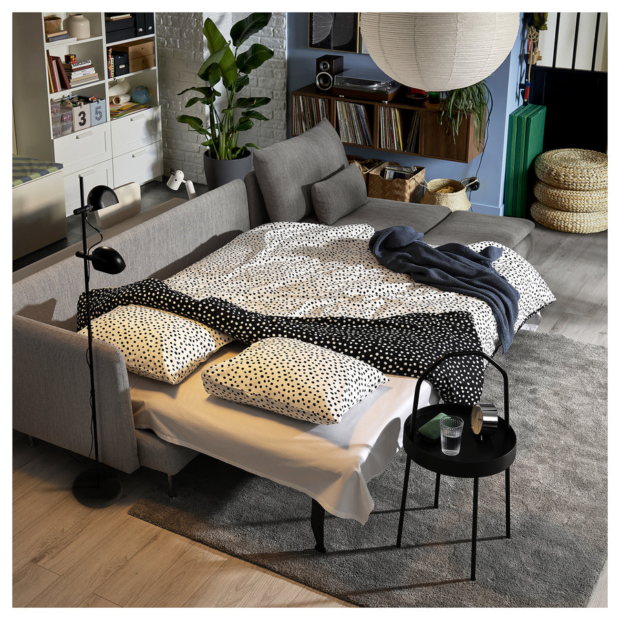 SÖDERHAMN 4-seat sofa-bed, with chaise longue with open end/Viarp beige/brown, 195x156 cm