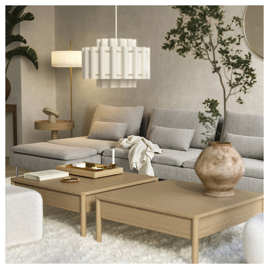 SÖDERHAMN 4-seat sofa-bed, with chaise longue with open end/Viarp beige/brown, 195x156 cm