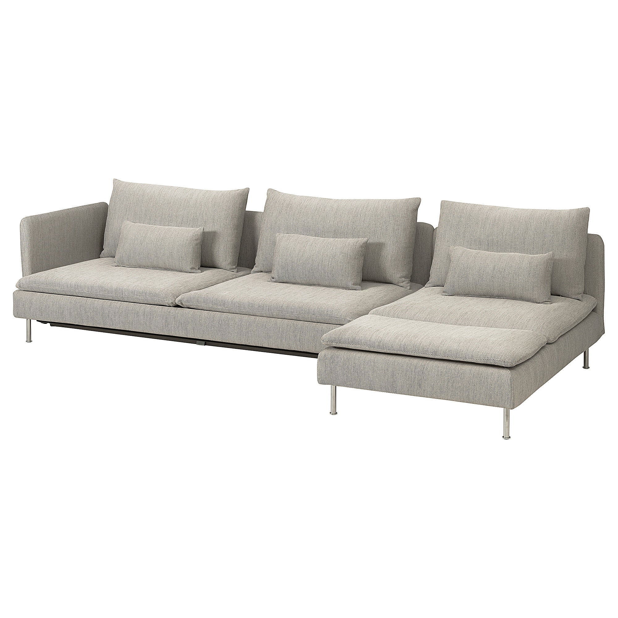 SÖDERHAMN 4-seat sofa-bed, with chaise longue with open end/Viarp beige/brown, 313x83x151 cm