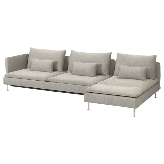 SÖDERHAMN 4-seat sofa-bed, with chaise longue with open end/Viarp beige/brown, 195x156 cm