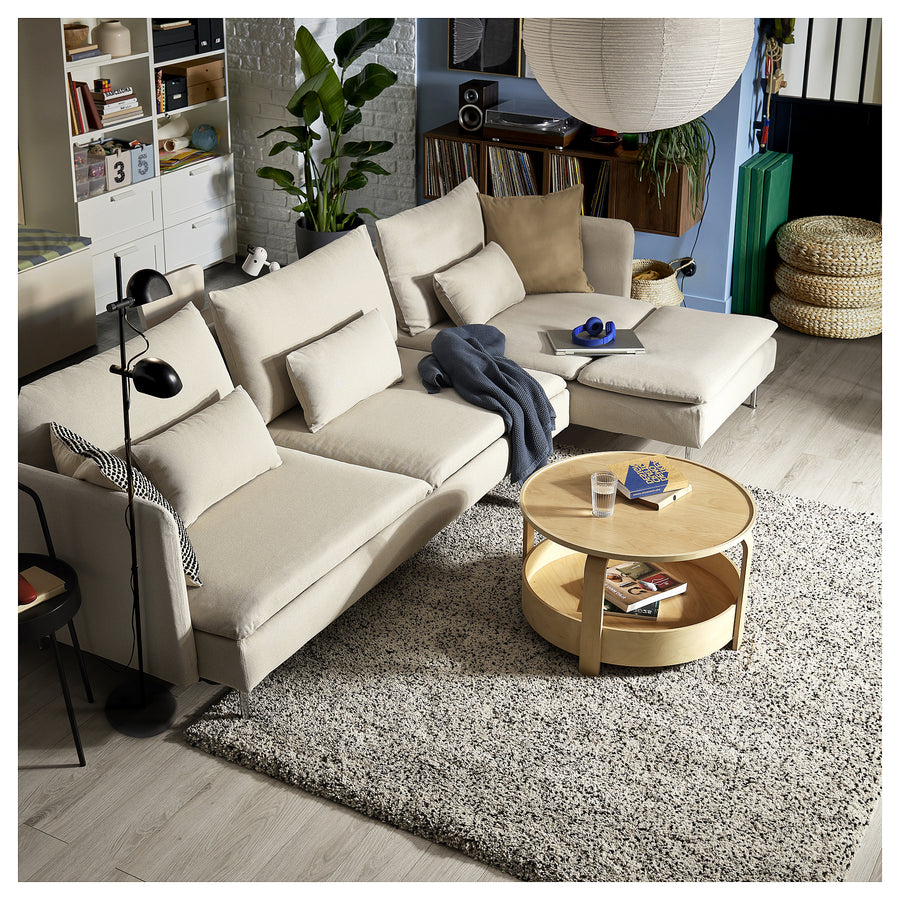 SÖDERHAMN 4-seat sofa-bed, with chaise longue/Fridtuna light beige, 195x156 cm