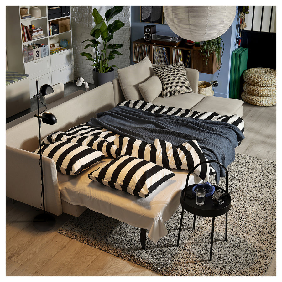 SÖDERHAMN 4-seat sofa-bed, with chaise longue/Fridtuna light beige, 195x156 cm