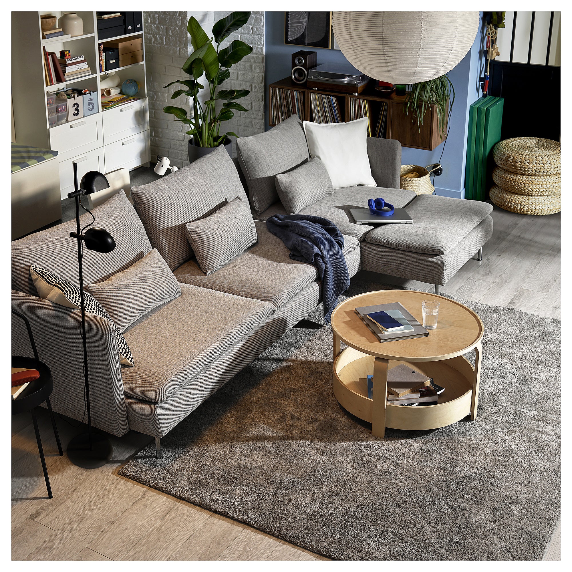 SÖDERHAMN 4-seat sofa-bed, with chaise longue/Viarp beige/brown, 319x83x151 cm
