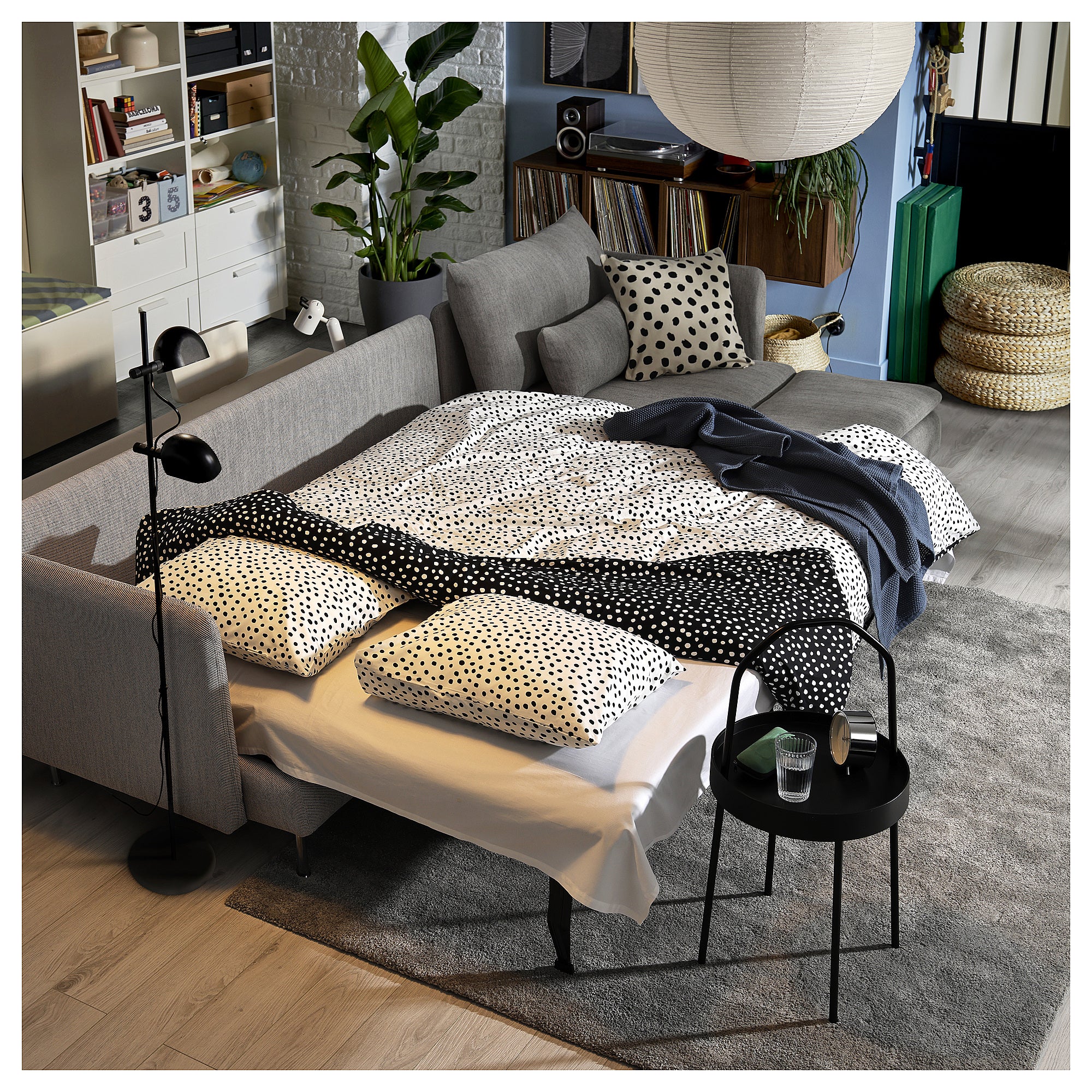 SÖDERHAMN 4-seat sofa-bed, with chaise longue/Viarp beige/brown, 319x83x151 cm