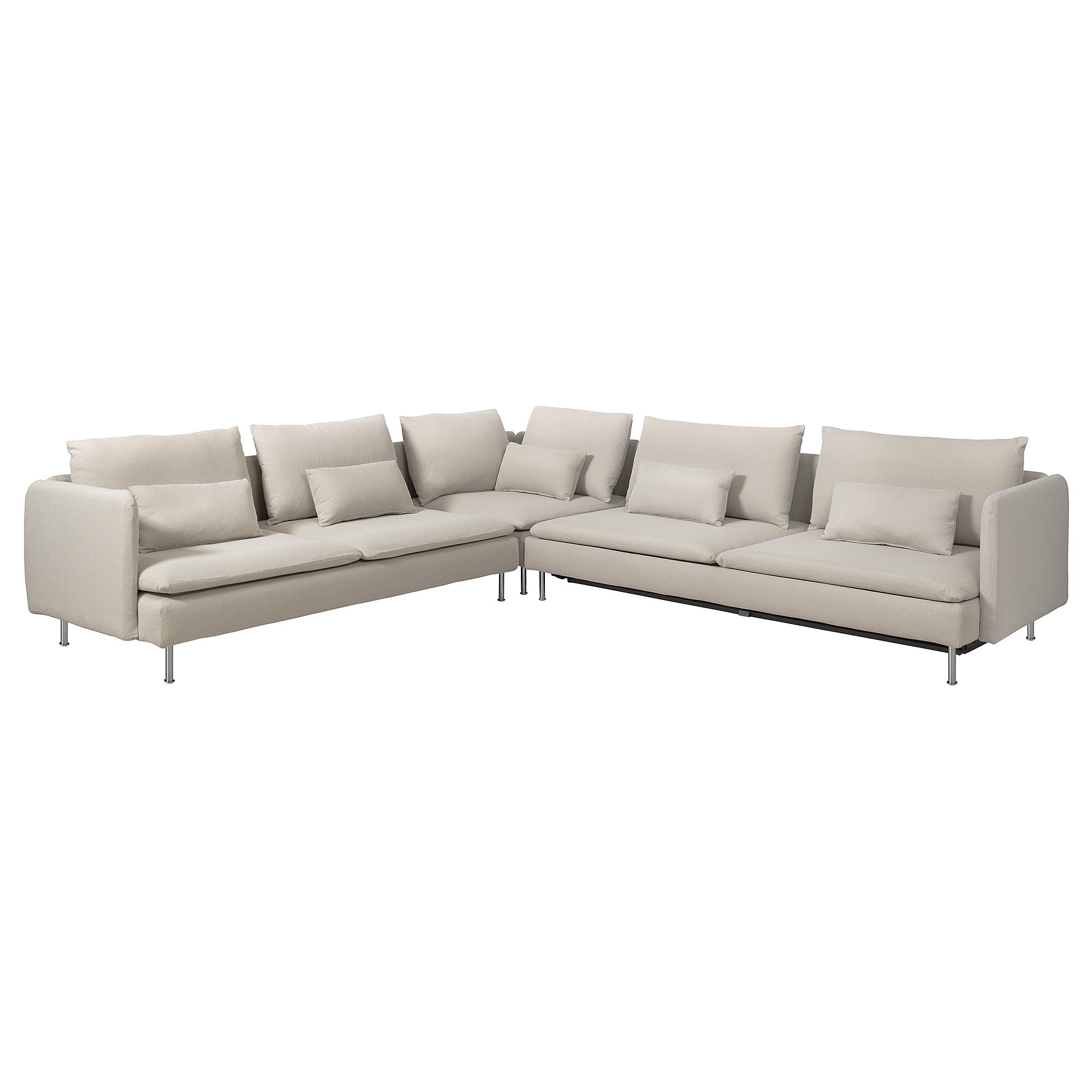 SÖDERHAMN corner sofa-bed, 6-seat, Fridtuna light beige, 195x319 cm