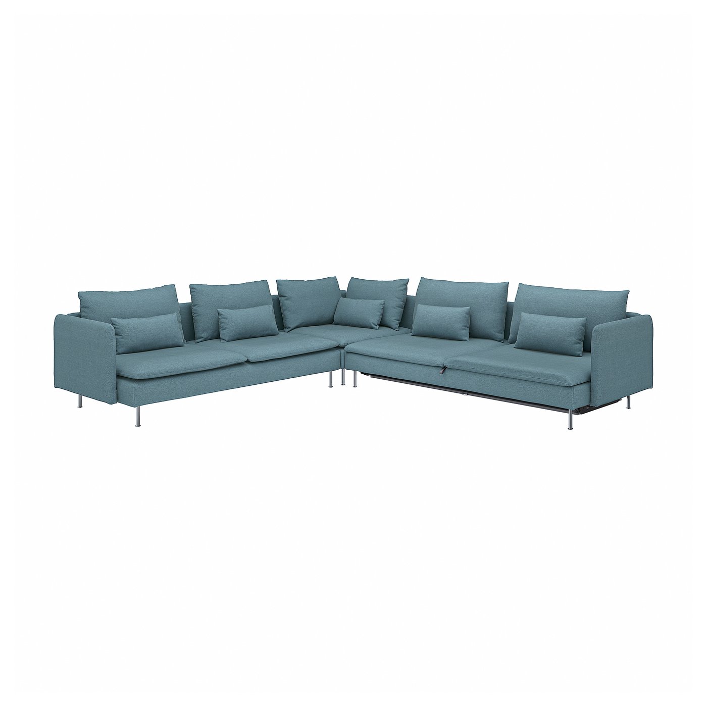SÖDERHAMN corner sofa-bed, 6-seat, Fridtuna dark grey-blue