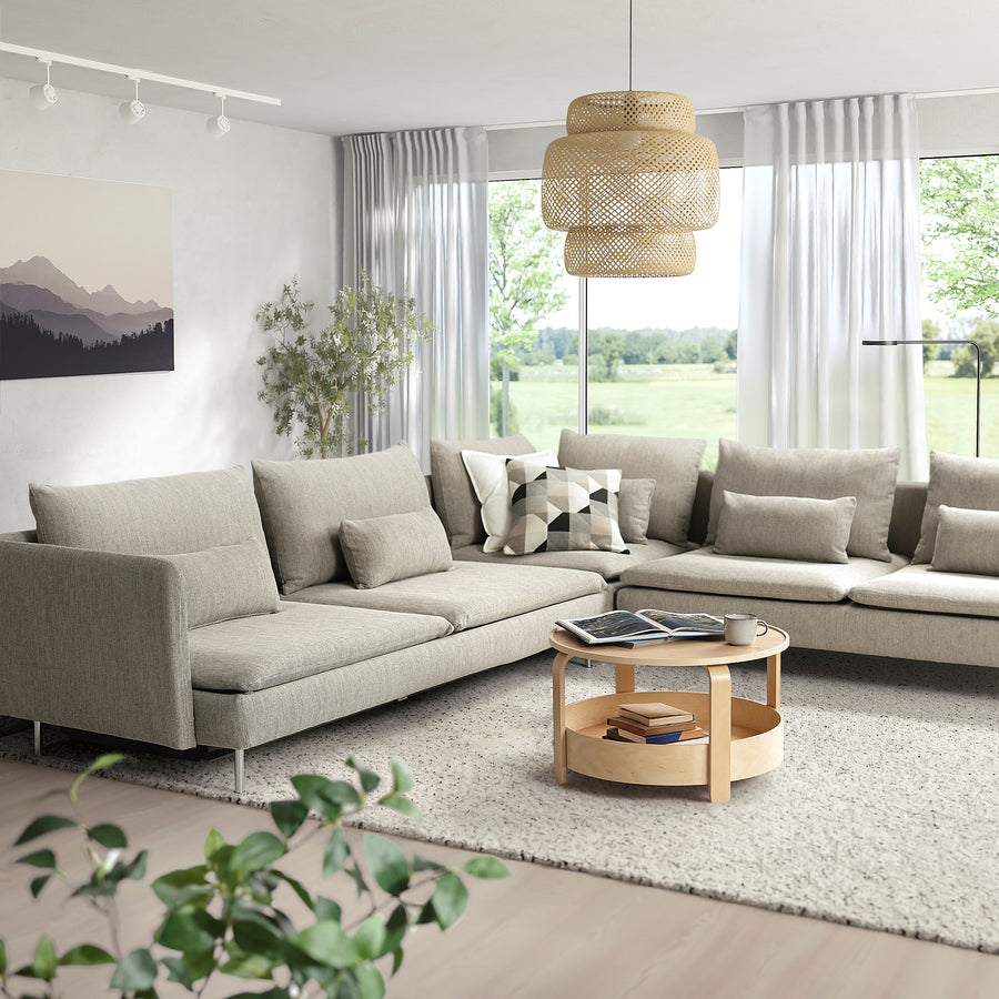SÖDERHAMN corner sofa-bed, 6-seat, Viarp beige/brown, 195x319 cm