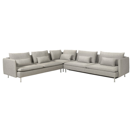 SÖDERHAMN corner sofa-bed, 6-seat, Viarp beige/brown, 195x319 cm