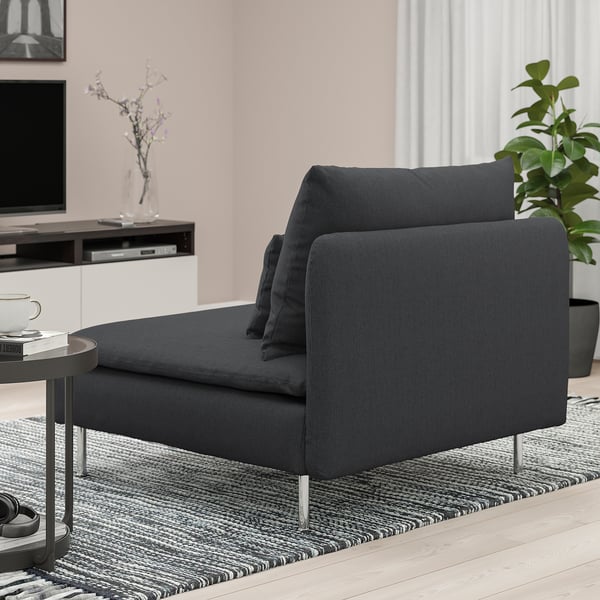 SÖDERHAMN 1-seat section, Fridtuna dark grey, 93x14x99 cm