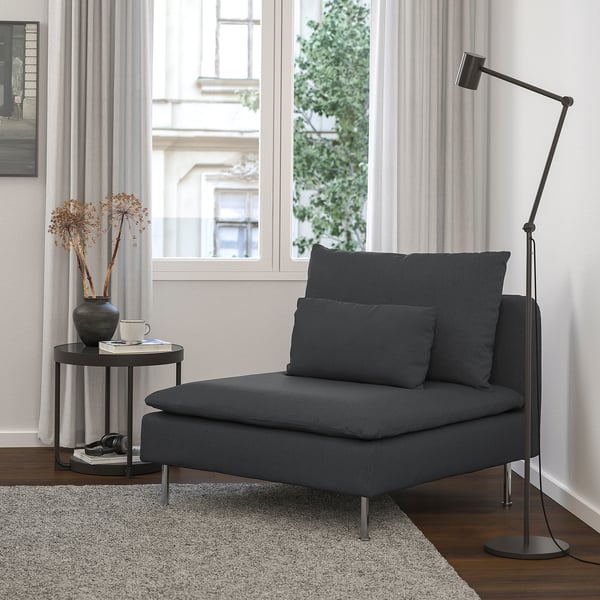 SÖDERHAMN 1-seat section, Fridtuna dark grey, 93x14x99 cm