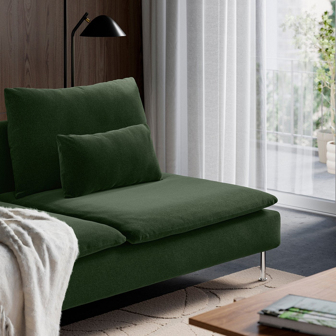 SÖDERHAMN 1-seat section, Johanneshov dark green, 93x83x99 cm