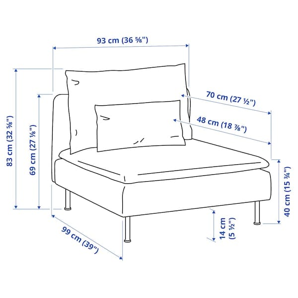 Ikea SÖDERHAMN - 1-seater element, Tallmyra blue ,