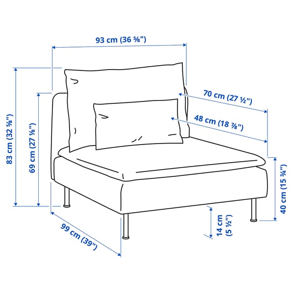 SÖDERHAMN 1-seat section, Tallmyra medium grey, 93x83x99 cm