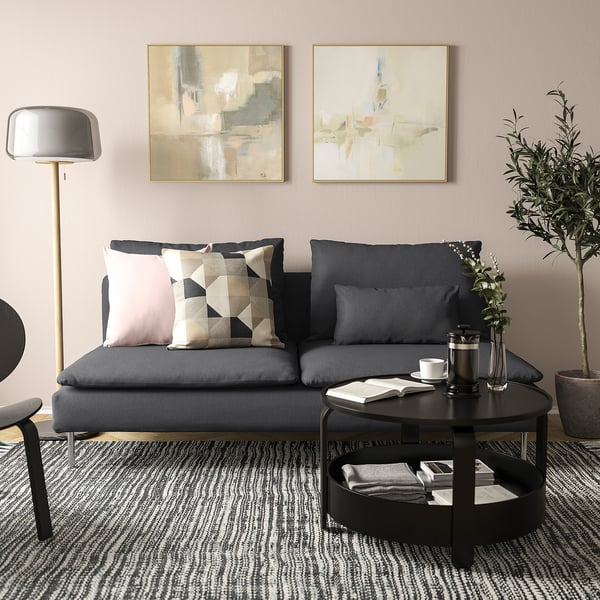 SÖDERHAMN 3-seat section, Fridtuna dark grey, 186x83x99 cm