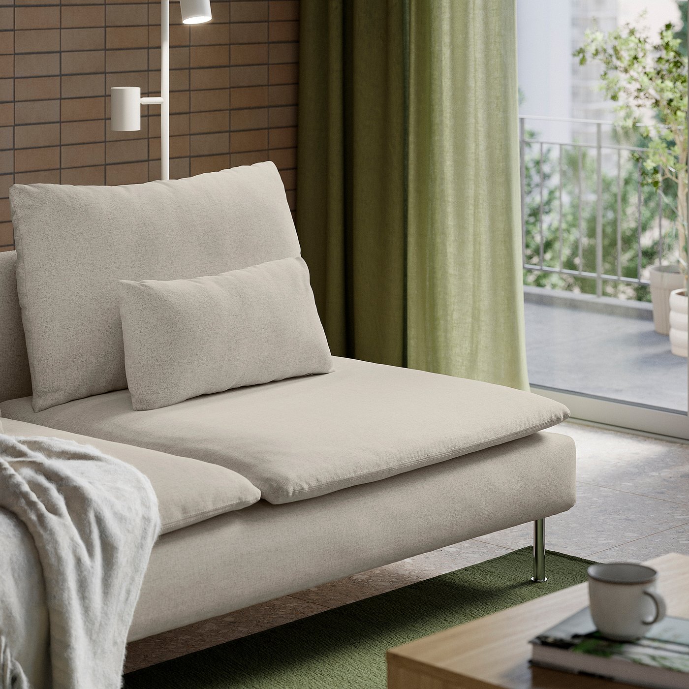 SÖDERHAMN 3-seat section, Gunnared beige, 186x83x99 cm