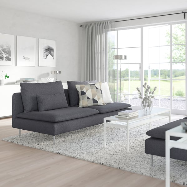 SÖDERHAMN 3-seat section, Gunnared medium grey, 186x14x99 cm